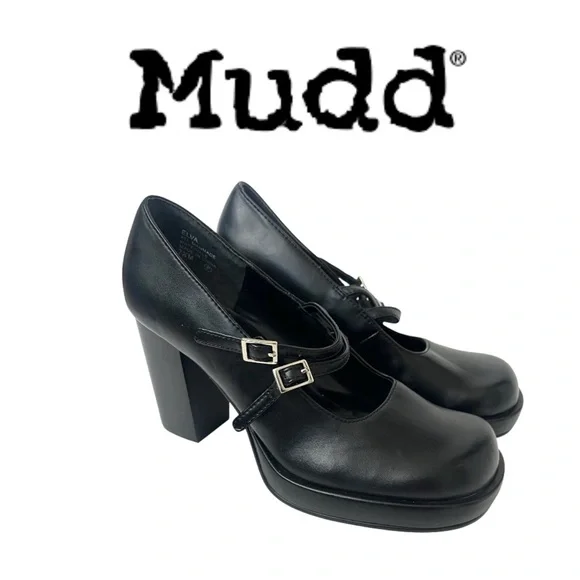 Y2K Mudd Women's Black Mary Jane Platform Heels - Size 7.5 - Picture 1 of 10